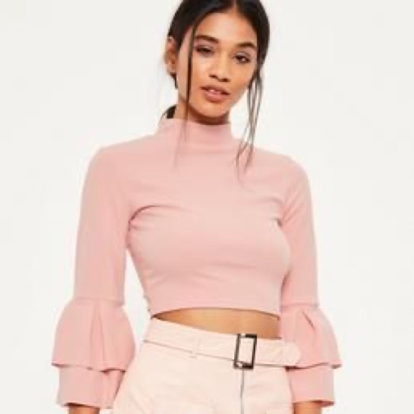 [3 for $15] Pink frill sleeve turtle neck top - Picture 2 of 4